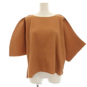 25AW CURVE PLEATS プリーツカットソー 七分袖  茶 ブラウン MI54KK491 /HN
