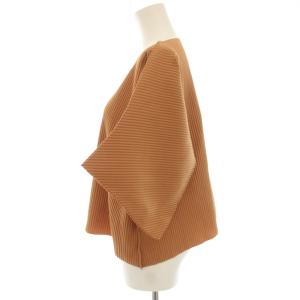 me ISSEY MIYAKE 25AW CURVE PLEATS プリーツカットソー 七分袖  茶 ブラウン MI54KK491 /HN