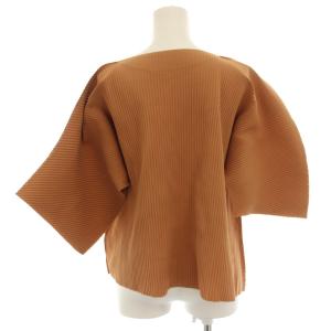 me ISSEY MIYAKE 25AW CURVE PLEATS プリーツカットソー 七分袖  茶 ブラウン MI54KK491 /HN
