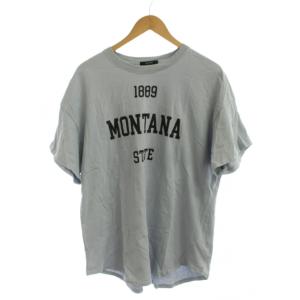 24SS ラウンドヘムロゴTシャツ F 水色 半袖 オーバーサイズ /JP