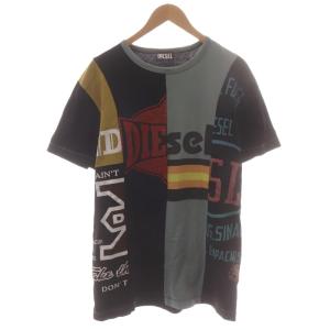 Tシャツ カットソー XL 黒系 ブラック ロゴ マルチカラー 半袖 /RR