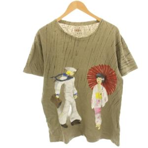 Tシャツ カットソー 半袖 プリント 4 カーキ K1505SC105 /HN