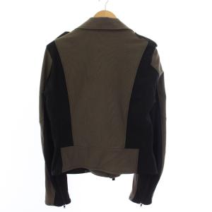 ISSEY MIYAKE バイカラー ストレッチジャージー ダブルライダースジャケット 4 ベージュ IM46JD011