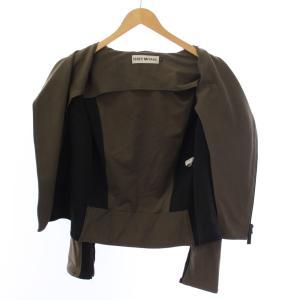ISSEY MIYAKE バイカラー ストレッチジャージー ダブルライダースジャケット 4 ベージュ IM46JD011