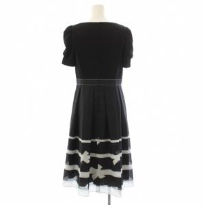 M'S GRACY 25SS ボーダー リボンプリント ワンピース 40 ブラック FS-511330
