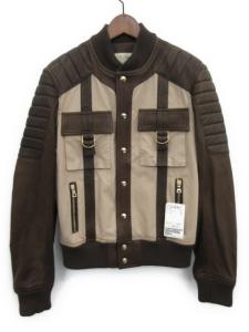16SS BLOUSON SAFARI BI MATERIAL レザー切り替えジャケット