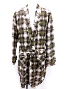 ガウンコート チェック 薄手 M カーキ