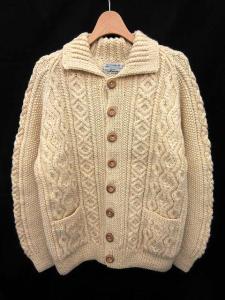 カーディガン ニット カウチン 厚手 長袖 アイボリー