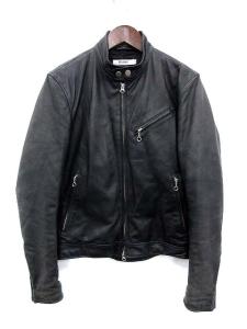 ライダース ジャケット シングル ラムレザー 中綿 S 紺