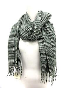 マフラー ストール 千鳥格子 カシミヤ 緑 白