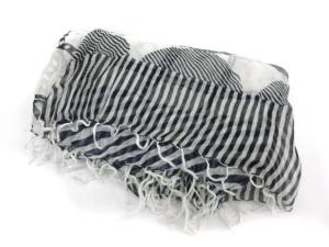 イッセイミヤケ ストール シルク リネン 総柄 白 黒 紺