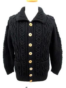 カウチン ニット ジャケット カーディガン ウール 黒