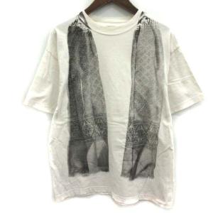 Tシャツ カットソー プリント 半袖 M 白