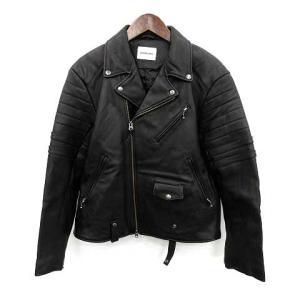 ジャケット ライダース ラムレザー 革ジャン L 黒 ブラック