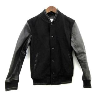 スタジャン ブルゾン 牛革 S 黒 ブラック