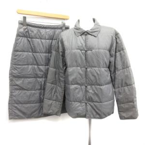 セットアップ 上下 ジャケット スカート ひざ丈 台形 ナイロン 中綿 2 グレー