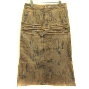 イッセイミヤケ スカート ロング デニム 総柄 2 ブラウン