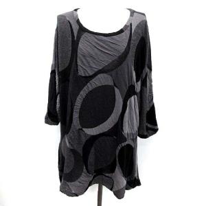 イッセイミヤケ ワンピース ニット 七分袖 ミニ丈 総柄 3 グレー