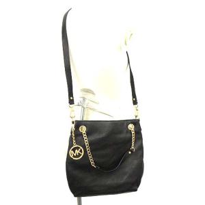 ショルダーバッグ チェーン レザー 2WAY 黒 ゴールド