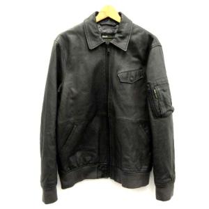 レザージャケット ブルゾン 中綿 羊革 L ブラック