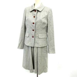 スーツ セットアップ ジャケット ワンピース ウール スカート 38 グレー