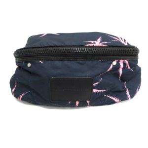 ボディバッグ 総柄 紺 ネイビー ピンク