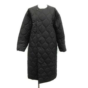 HYKE 19AW QUILTED COAT ノーカラーキルティングコート ブラック