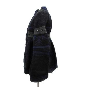 sacai ニット ハイネック 長袖 ノルディック 総柄 ウール 1 S 紺 黒