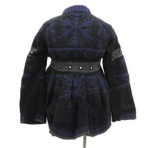 sacai ニット ハイネック 長袖 ノルディック 総柄 ウール 1 S 紺 黒