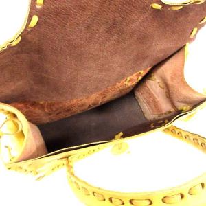 CARVING TRIBES MAESTRA カービングバッグ ハンドバッグ 花柄 レザー S 黄色 マスタード