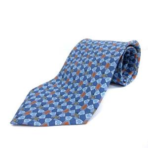 総柄シルクネクタイ ブルー