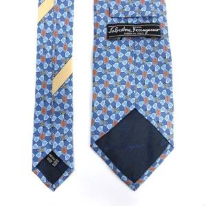 Salvatore Ferragamo 総柄シルクネクタイ ブルー