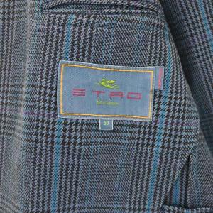 ETRO テーラードジャケット チェック 50 L 青 茶 