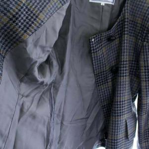 YVES SAINT LAURENT スーツ セットアップ ジャケット ダブル ヴィンテージひざ丈スカート M L グレー 