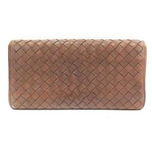 BOTTEGA VENETA 長財布 財布 イントレチャート レザー ブラウン