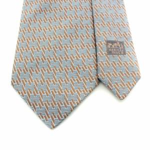 HERMES ネクタイ レギュラータイ シルク ライトブルー ベージュ