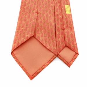 HERMES Hロゴ総柄シルクネクタイ オレンジ