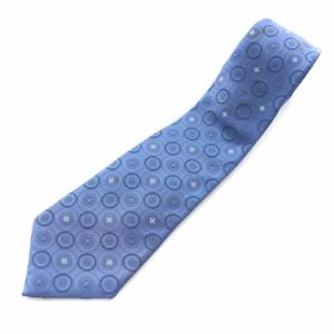 ネクタイ レギュラータイ 総柄 シルク ブルー ホワイト