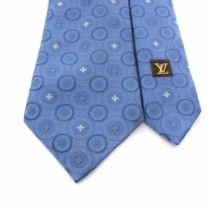 LOUIS VUITTON ネクタイ レギュラータイ 総柄 シルク ブルー ホワイト