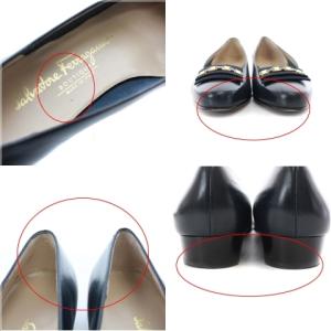 Salvatore Ferragamo MALYAS ヴァラレザーパンプス ネイビー