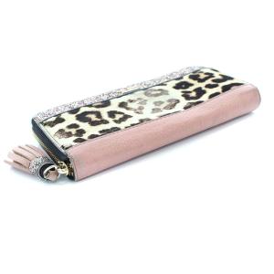 kate spade new york 長財布 ラウンドファスナー タッセル レオパード ヒョウ柄 ラメ ハラコ 切替 ピンク