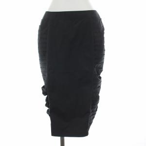 タイト スカート ひざ丈 サイドギャザー 1 S 黒 ブラック