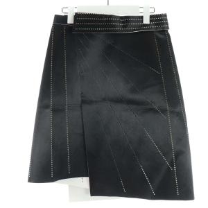 ISSEY MIYAKE 14SS ラップスカート ひざ丈 フェイクレザー パンチング 2 ブラック