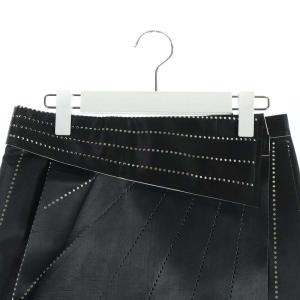 ISSEY MIYAKE 14SS ラップスカート ひざ丈 フェイクレザー パンチング 2 ブラック