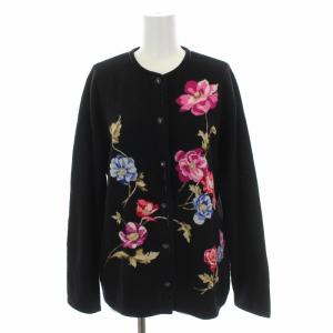 FASHION カーディガン カシミヤ 花柄 L