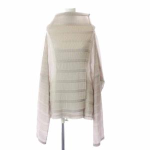 WHITE LABEL カットソー プリーツ 長袖 ハイネック 2 M ベージュ