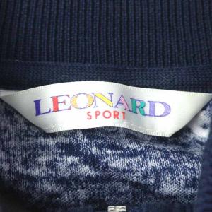 LEONARD SPORT カットソー 長袖 総柄 ハーフジップ ネイビー