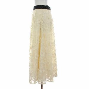 EPOCA フレアスカート ロング 総レース 刺繍 40 M アイボリー 黒