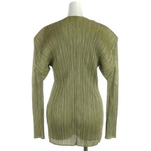 PLEATS PLEASE ISSEY MIYAKE ニット カーディガン ロング プリーツ 長袖 3 グリーン