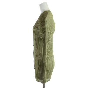 PLEATS PLEASE ISSEY MIYAKE ニット カーディガン ロング プリーツ 長袖 3 グリーン